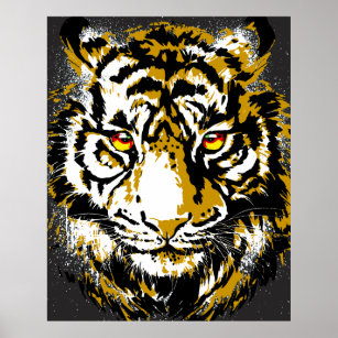 Poster réaliste de tigre - Dessin de tête de tigre