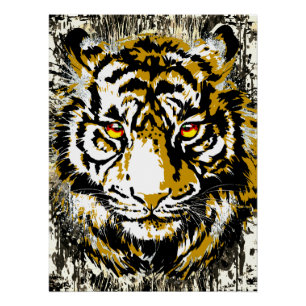 Poster réaliste Tiger Glossy - Tête Cool Tiger