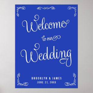 Poster Réception de mariage Royal Bleu Imprimer Avec Des
