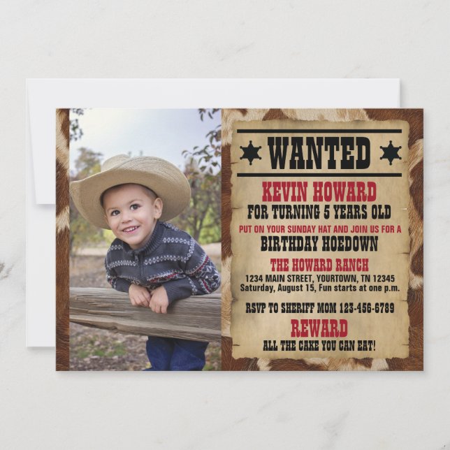 Poster Recherché Cowboy Invitation Anniversaire (Devant)