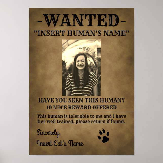 Poster Recherché vintage Conçu par votre chat (Devant)