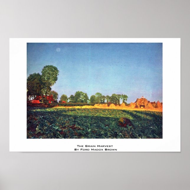 Poster Récolte De Grain Par Ford Madox Brown (Devant)
