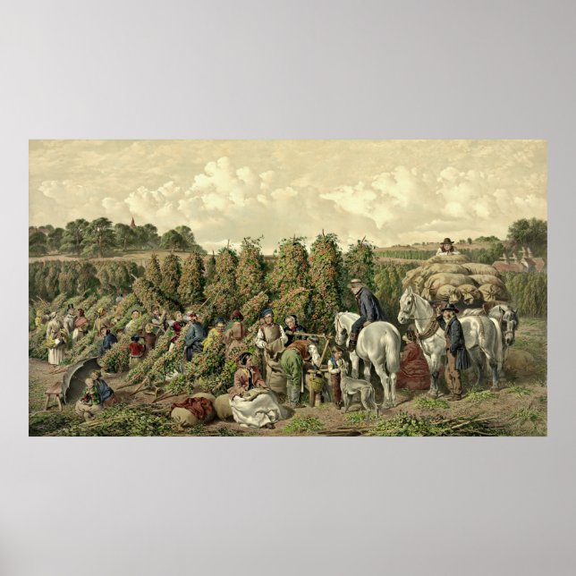 Poster Récolte de houblon 1857 (Devant)