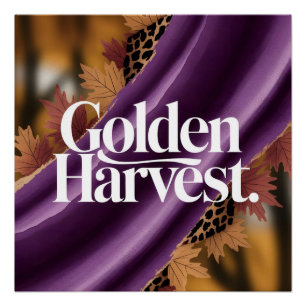 Poster Récolte dorée Luxe Soie Violette Design d'Automne