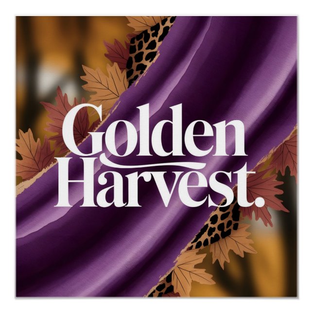Poster Récolte dorée Luxe Soie Violette Design d'Automne  (Devant)