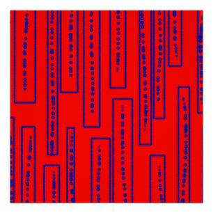 Poster rectangles bleus sur rouge