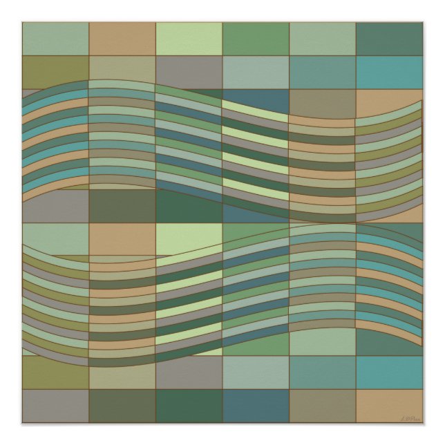 Poster Rectangles ondulés aux couleurs naturelles (Devant)