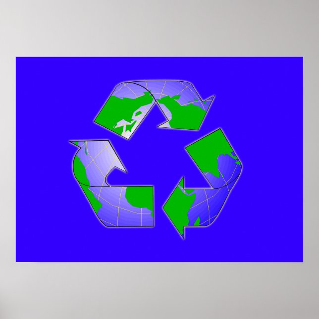 Poster Recycle Symbole avec l'affiche de la Terre (Devant)