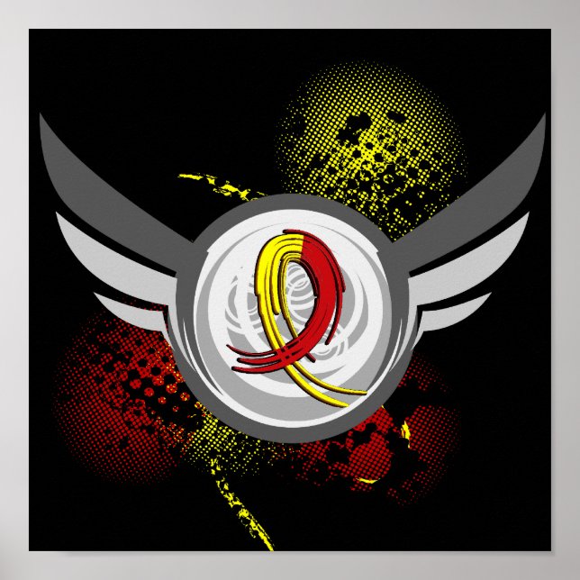 Poster Red And Yellow Ribbon And Wings Hepatitis C (Devant)