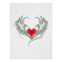 Red Angel Coeur avec ailes