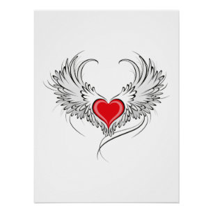 Poster Red Angel Coeur avec ailes