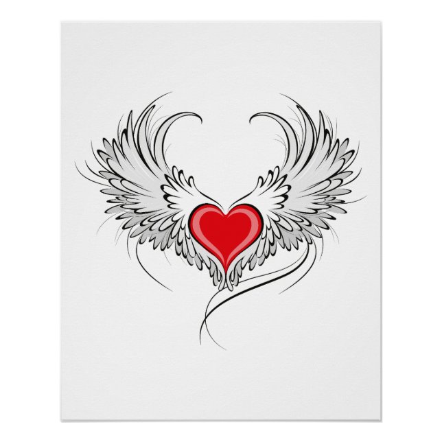 Poster Red Angel Coeur avec ailes (Devant)