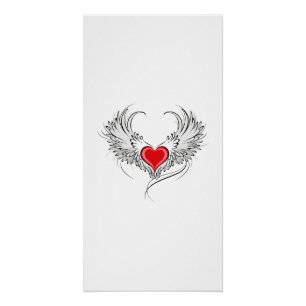 Poster Red Angel Coeur avec ailes