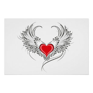 Poster Red Angel Coeur avec ailes