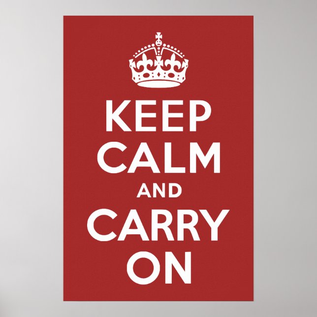 Poster Red Brown Keep Calm and Carry On (Devant)