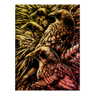 Poster Red-Eyed Ravens - Mystérieuse faune gothique
