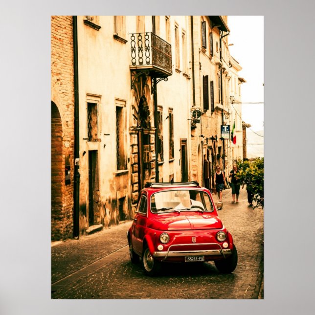 Poster Red Fiat 500, cinéma vintage, Italie (Devant)