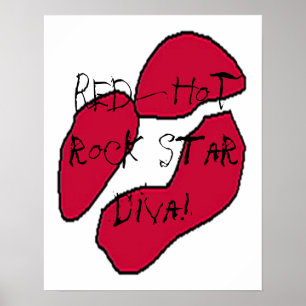 Poster Red Hot Rock Star Diva Lips I