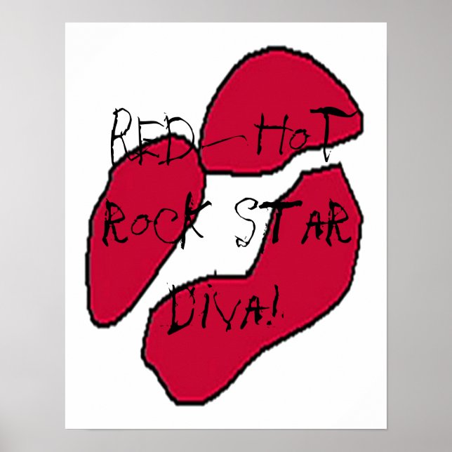 Poster Red Hot Rock Star Diva Lips I (Devant)