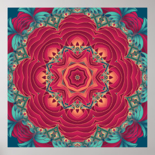 Poster Red Lotus Mandala