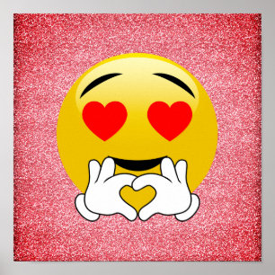 Poster Red Parties scintillant Love Heart Emoji