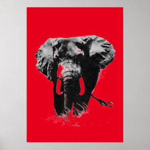 Poster Red Pop Art Elephant