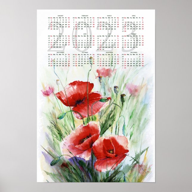 Poster Red Poppies, Calendrier 2023 (Devant)