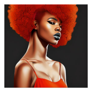 Poster Red Queen Auburn Cute Cheveux Black Melanin Afro