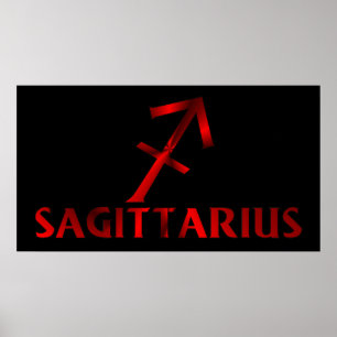 Poster Red Sagittarius Horoscope Symbol