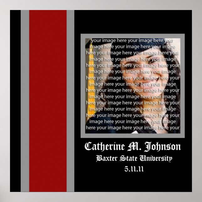 Poster Red & Silver School Graduation Frame Wall Art (Devant)