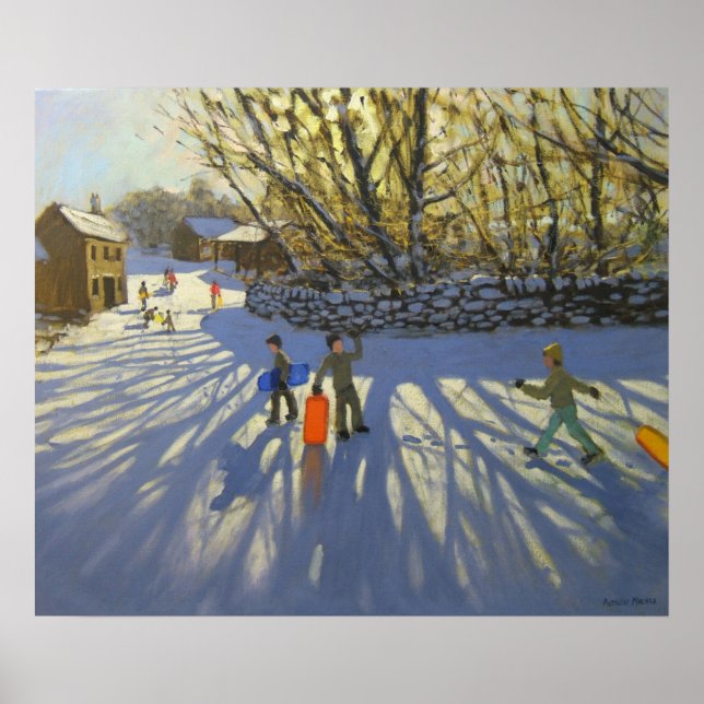 Poster Red sledge Monyash Derbyshire (Devant)