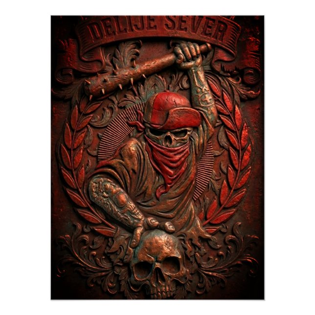 Poster Red Star Belgrade Ultras Hooligan Embossed (Devant)