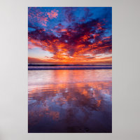 Red sunset over the sea, Californie