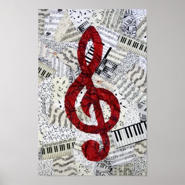 Poster Red Treble Clef (Devant)