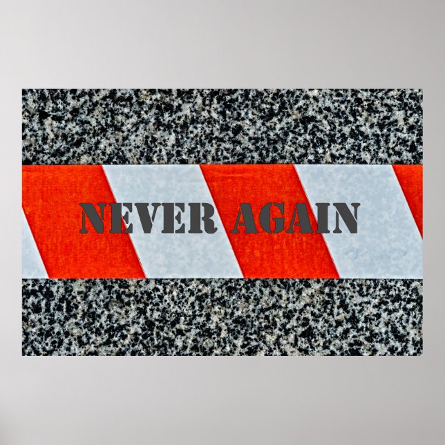 Poster Red warning tape - Never again (Devant)