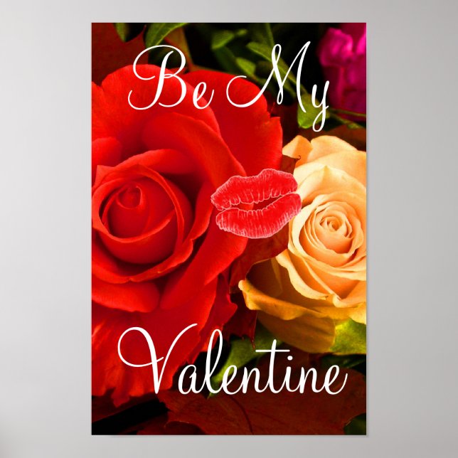 Poster Red Yellow Rose Valentine I (Devant)