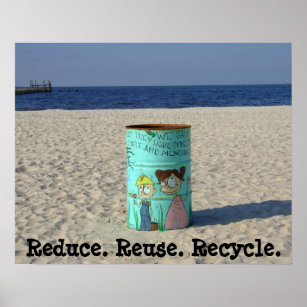 Poster Réduire la réutilisation recycler nettoyer l'affic