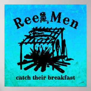 Poster Reel Men Catch Breakfast (BLK)