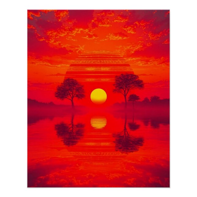 Poster Reflet de Karmesine - Coucher de soleil (Devant)