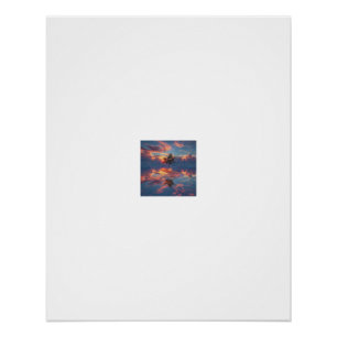 Poster Reflet de nuage de coucher de soleil d'arbre solit