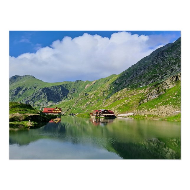 Poster Reflet du lac Bâlea – Impression alpine des Carpat (Devant)