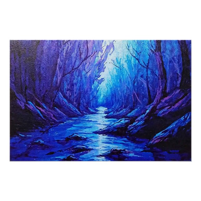 Poster Reflets bleus dans la forêt mystique (Devant)