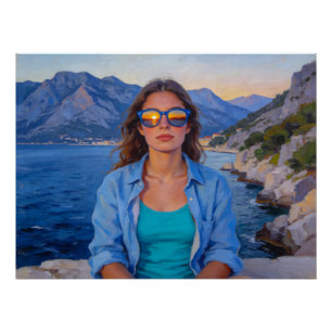 Poster Reflets du coucher de soleil méditerranéen – Moder