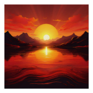 Poster Réflexion du coucher du soleil - Art naturel paisi