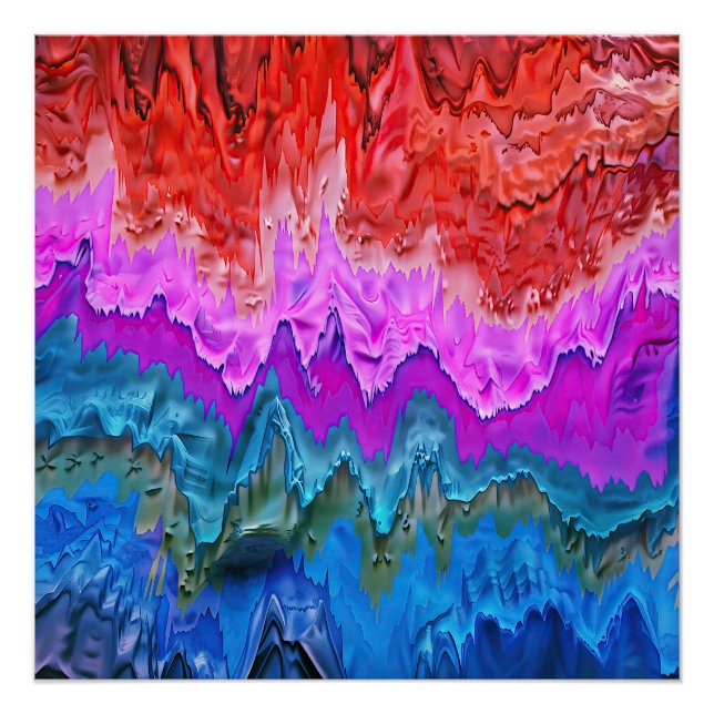 Poster "Réflexion rayonnante" Art Abstrait coloré (Devant)