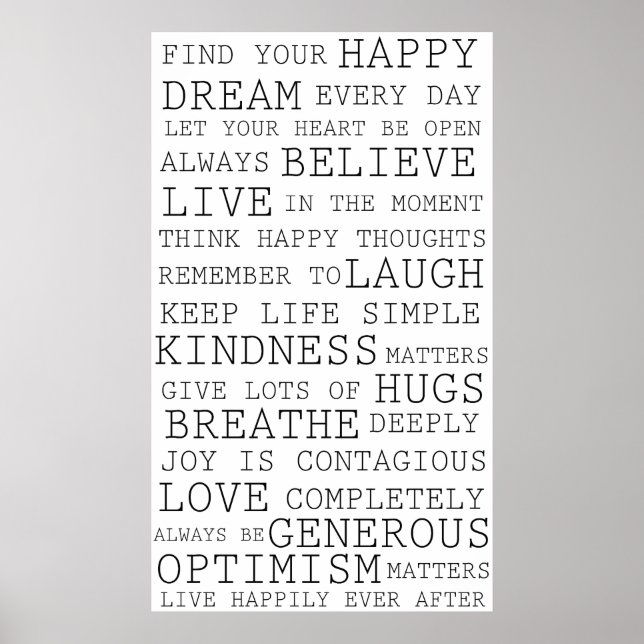 Poster Réflexions positives Mots inspirants (Devant)