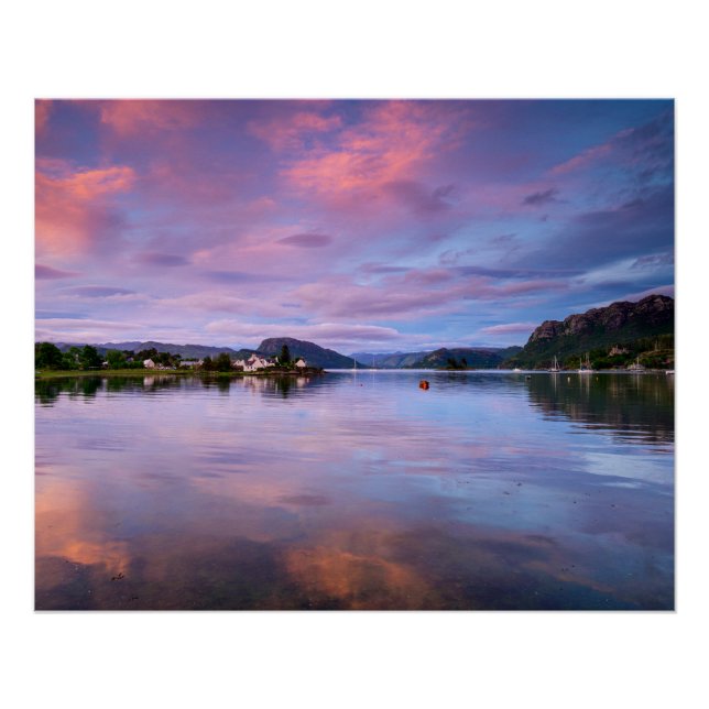 Poster Réflexions sur le ciel de Dusk sur Loch Carron (Devant)