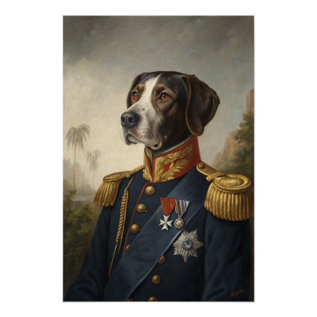 Poster Regal Chien Portrait général Personnalisé Vintage  (Devant)