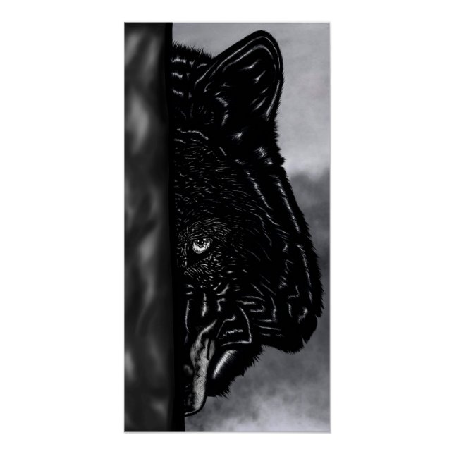 Poster Regard sans crainte – Loup dessiné à la main dans  (Devant)