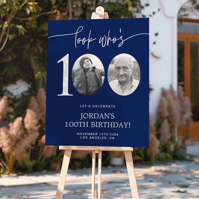 Poster Regardez qui a 100 ans | 100e anniversaire bleu (Créateur téléchargé)